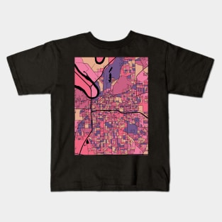 Montgomery Map Pattern in Purple & Pink Kids T-Shirt